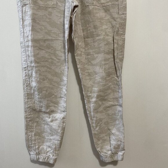 Athleta Cabo Tide Linen Jogger Pants Sz 6 Camo Crop Ankle Pull On Pockets - Picture 4 of 15